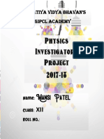 Physics Investigatory Project On Tangent Galvanometer