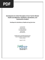 Development of A Client Perception of Care Tool For Mental Health and Addictions: Qualitative, Quantitative, and Psychometric Analysis