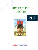 Proiect de Lecție - Ion, de Liviu Rebreanu