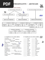 Les Determinants Articles Exercice Grammatical Feuille Dexercices Guide Gram 34397