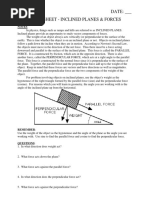 Inclined Plane and Force Notes PDF