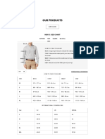 Our Products: Men'S Size Chart