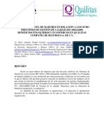 Análisis Del Nivel de Madurez en Relación A Los Ocho Principios de Gestión de Calidad Iso 10014