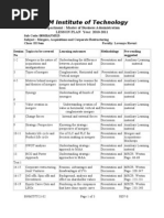 B.N.M Institute of Technology: Department: Master of Business Administration LESSON PLAN Year: 2010-2011