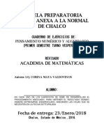 Cuadernillo de Ejercicios de Pensamiento Numérico y Algebraico