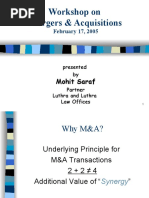 Workshop On Mergers & Acquisitions: Mohit Saraf