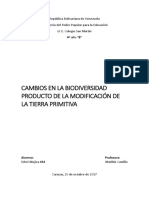 Cambios en La Biodiversidad Producto de La Modificación de La Tierra Primitiva