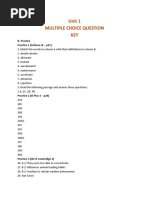 Unit 1 Multiple Choice Question KEY: B. Practice Practice 1 (Achieve IE - p31)