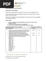 Cambridge English: First For Schools Lesson Plan: Use of English