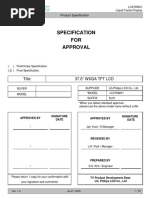 Specification FOR Approval: 37.0" Wxga TFT LCD Title