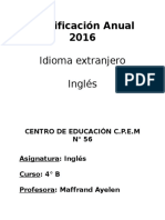 Planificación Anual 2016 4to Cpem 55