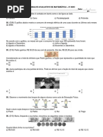 Trabalho Avaliativo de Matemática - 6º Ano