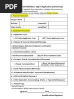 Checking List For DUT Master Degree Application (Scholarship)