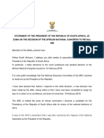 Full Statement: President Jacob Zuma Resigns