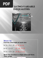 Unit 2.8 Two-Variable Inequalities: Warm Up Lesson Presentation Lesson Quiz