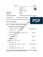 Name of The Student: Unit - I (Ordinary Name of The Student: Branch: Ordinary Differential Equation) Branch