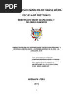 Capacitación en Uso de Equipos de Protección Personal y Lesiones Laborales en Los Trabajadores de Gloria S.A. Arequipa, 2015