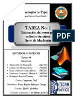 Tarea No. 1: Estimación Del Error Por Métodos Iterativos Serie de Maclaurin