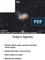 Stars: Radial Velocities and Blackbody Radiation