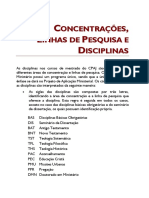 Concentrações, Linhas de Pesquisa e Disciplinas