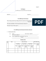 Test Report: To Be Filled Up by Licensed Electrical Contractor