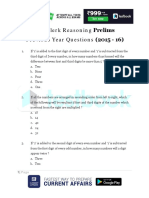 SBI Clerk Reasoning Previous Year Questions