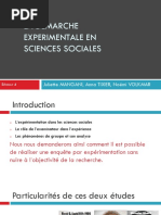 La Demarche Experimentale en Sciences Sociales