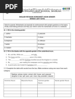 Noun Gender Revision Worksheet