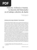 Historia, Violencia y Trauma. La Función Del Historiador en El Trabajo Colectivo de Duelo