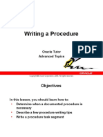 Writing A Procedure: Oracle Tutor Advanced Topics