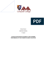 A Study On The Effects of Music To The Academic Performance of The Students in Amacc-Caloocan