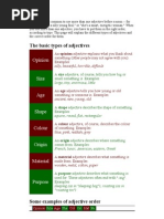 The Basic Types of Adjectives: Opinion