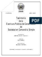 Testimonio de Escritura de Constitucion de Sociedad en Comandita Simple PDF