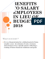 Benefits To Salary Employees in Lieu of Budget 2018