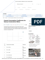 Cement Consumption Coefficients For Various Construction Works