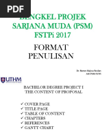 Bengkel Projek Sarjana Muda (PSM) Fstpi 2017: Format Penulisan