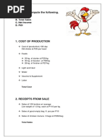 Instruction: Compute The Following: A. Total Cost B. Total Sales C. Net Income D. Roi