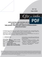 Note Cftr-13 - Application Des Normes NF en 14227 (1, 2, 3 Et 5) - Mélanges Traites Aux Liants Hydrauliques-Spécifications (2006)