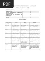 Rubrica de Evaluación de La Materia Metodología de La Investicagión