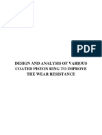 Design and Analysis of Various Coated Piston Ring To Improve The Wear Resistance