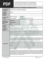 Especializacion Tecnológica Producción y Consumo Sostenible