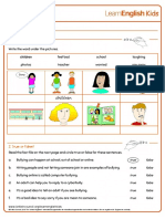 Reading Practice Say No To Bullying Worksheet