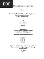 Biosorption of Heavy Metals: Department of Biotechnology and Environmental Sciences