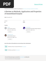 A Review On Methods Application and Properties of Immobilized Enzyme