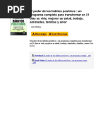 El Poder de Los Hbitos Positivos Un Programa Completo para Transformar en 21 Das Su Vida Mejorar Su Salud Trabajo Amistades Familias y Amor by Dan Robey 8497353374