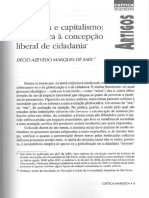 SAES, Décio A. M. De. Cidadania e Capitalismo - Uma Crítica À Concepção Liberal de Cidadania. Crítica Marxista