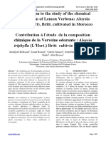 Contribution To The Study of The Chemical Composition of Lemon Verbena: Aloysia Triphylla (Hert) - Britt. Cultivated in Morocco