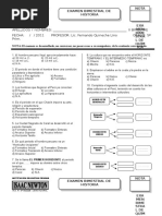 Formato de Examenes BIMESTRAL HISTORIA Primaria