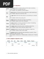 The Basic Types of Adjectives: Opinio N Size