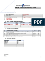 Teaching Plan Financial Modelling S1 2017-2018